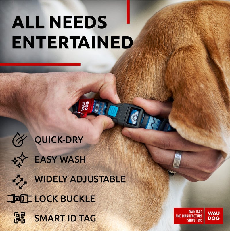 WAUDOG Nylon Dog Collar - Adjustable Dog Collar for Large Dogs, Small & Medium Dogs - Breakaway Puppy Collars for Large Breed Dogs - Boy & Girl Dog Collars with Durable Plastic Buckle and QR Dog Tag - Image 5